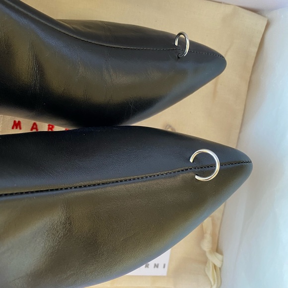 Marni 39 Edgy Classic Rare Unique kitten heel leather pointed toe ankle boots - Picture 2 of 14
